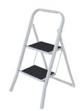 MSV - Opvouwbare Steiger met 2 Treden van Staal - Capaciteit 150 kg - GS Veiligheidsnorm - Compact en Opvouwbaar Ontwerp, Ruimtebesparend - Antislip Voeten - Zwart en Wit