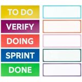 MagFlex® Lite Magnetische Kanban Board Header & Taakkaarten voor whiteboard, notitiebord, koelkast of muur