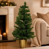 Shoppartners Bv Sapin de Noël artificiel - 90 cm - pot en métal doré - 118 branches - matériau PVC