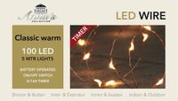 Anna's Collection - Guirlande lumineuse - 100 LED - Blanc chaud - Minuterie - Pile