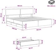 vidaXL Bedframe met opbergruimte en hoofdbord, ambachtelijk eikenhout, 180 x 200 cm