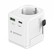 Gembird Adaptateur de voyage universel - 20W - Mis à la terre - Blanc