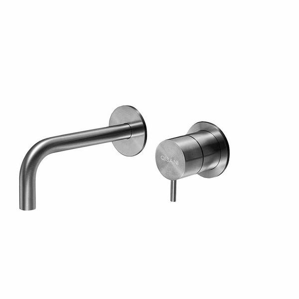 Qisani Flow inbouwwastafelkraan Geborsteld Rvs 25605.02