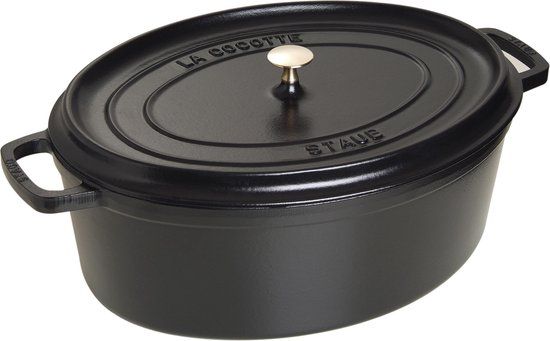 Staub Braadpan Ovaal Cocotte Zwart - 41 cm - 12 liter - Gietijzer