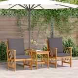 vidaXL Banc de jardin - Set - 3 - pièces - Huile - Naturel - Massif - Acacia - Bois