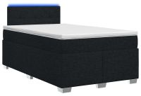vidaXL Boxspringbed met matras en LED-verlichting, zwart, 120 x 190 cm, met stoffen bekleding