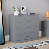 Vida Designs Riano Commode met 4 laden, handgrepen en geleiders van metaal, ladehouder tegen doorhangen voor slaapkamer, kinderkamer, grijs