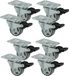 AMIG zwenkwiel/transportwiel - 8x - D30mm met rem - rubber - 45kg draagvermogen - grijs