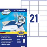 Europe100 ELA045 universele etiketten A4 (2100 zelfklevende etiketten, formaat 70 x 41 mm op DIN A4, zelfklevende universele etiketten, bedrukbare stickers, 3481) 100 vellen, wit