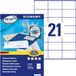 Europe100 ELA045 universele etiketten A4 (2100 zelfklevende etiketten, formaat 70 x 41 mm op DIN A4, zelfklevende universele etiketten, bedrukbare stickers, 3481) 100 vellen, wit