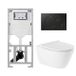 QeramiQ Salina Toiletset - sans bride - chasse profonde - fermeture douce - siège à libération rapide - plaque de commande Geberit Sigma01 noir brillant - blanc
