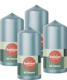 Bolsius - Gladde stompkaarsen - Metallic blauw - 4 stuks - 12 x 6 cm