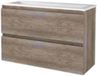Basic Line Start 39 Badkamermeubelset - Ondiep - 100 x 39 cm - Greeploos - 2 Lades - Acryl Wastafel - 1 Kraangat - Scotch Oak