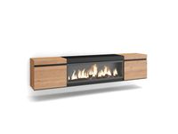 INNOVATION HOME FURNISH S.L. Meuble TV effet bois de chêne et noir 208x35x45 cheminée effet feu XXL