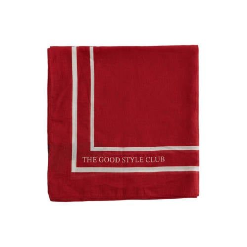 WE Fashion Heren bandana met print - Rood - Katoen - Maat: One Size