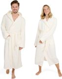 Blumtal Badjas Unisex - Dames en Heren Badjas - Fleece Badjas met Capuchon - met Zakken - Gebroken Wit - Maat L