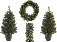 Everlands Mini kerstboom tafelboom Imperial buiten boom groen/wit 4st