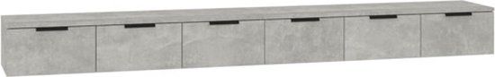 vidaXL Wandkasten - 2 stuks - 102x30x20 cm - Bewerkt hout - Betongrijs