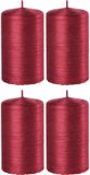 Enlightening Candles Bougie cylindrique/bougie pilier - 4 pièces - Rouge - 6 x 10 cm - 25 heures de combustion