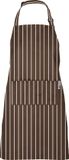 Chefs Fashion Keukenschort - Professioneel Kookschort voor Dames en Heren - Horeca Sloof - BBQ Schort - Unisex - Verstelbare Nekband - 2 Grote Zakken - Bruin met Witte Strepen - 71 x 82 cm