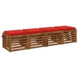 vidaXL - 4-Piece - Zitkussens - SOEST - 4 - st - 100% - Polyester - Rood