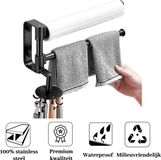 El suvon® Handdoekrek - Zwart - Aluminium - Draaibaar - 2 armen