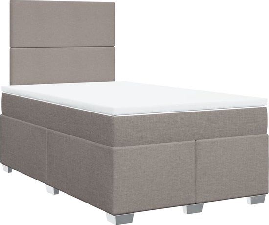 vidaXL Boxspring met matras stof taupe 120x200 cm
