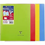 Clairefontaine 971412AMZC Pak 4 Geniete Schriften Koverbook - A4 21x29,7 cm - 96 Pagina's Grote Ruitjes - Wit Papier 90 g - Omslag 100% Gerecycled - Geassorteerde Kleuren (Blauw, Rood, Groen en Geel)