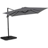VONROC Pisogne Zweefparasol Pisogne 300x300cm – Premium parasol – Grijs | Incl. 4 vulbare tegels