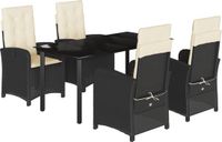 vidaXL 5-delige Tuinset met Kussens, Zwart, Polyrattan