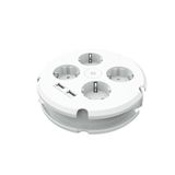Ronde 4 stopcontacten + 2 USB-poorten, 1,5 m, ideaal voor thuis en op kantoor, maakt meerdere verbindingen veilig en handig. Organiseer en optimaliseer uw elektrische ruimte!