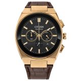 Citizen Mannen Analoge Quartz Horloge Met Lederen Band CA4583-01E, Roségoud