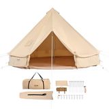 VEVOR Canvas Bell Tent 3 m Yurt Tent 4 Seizoenen Familie met Houtkachelgat, Opbergzakken voor Glamping tot 4 Personen, Groepen Buitenshuis, Feest, Jacht
