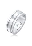 KUZZOI - Bague - Alliance homme massif avec diamant (0.03 ct.) en argent sterling 925 - Homme