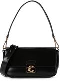 COCCINELLE Leren schoudertas handtas C-Me Lock Shiny Smooth Handbag Leather Noir zwart