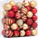 Unyqoos® Set van 50 kerstballen in rood en goud, diameter 4 cm, met 9 verschillende designs
