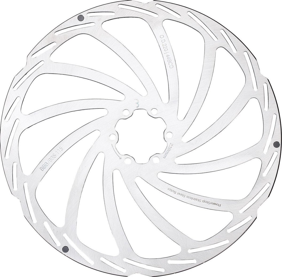 BBB Cycling Schijfrem PowerStop 6-gaats Remschijf BBS-115 - Zilver - 220 mm