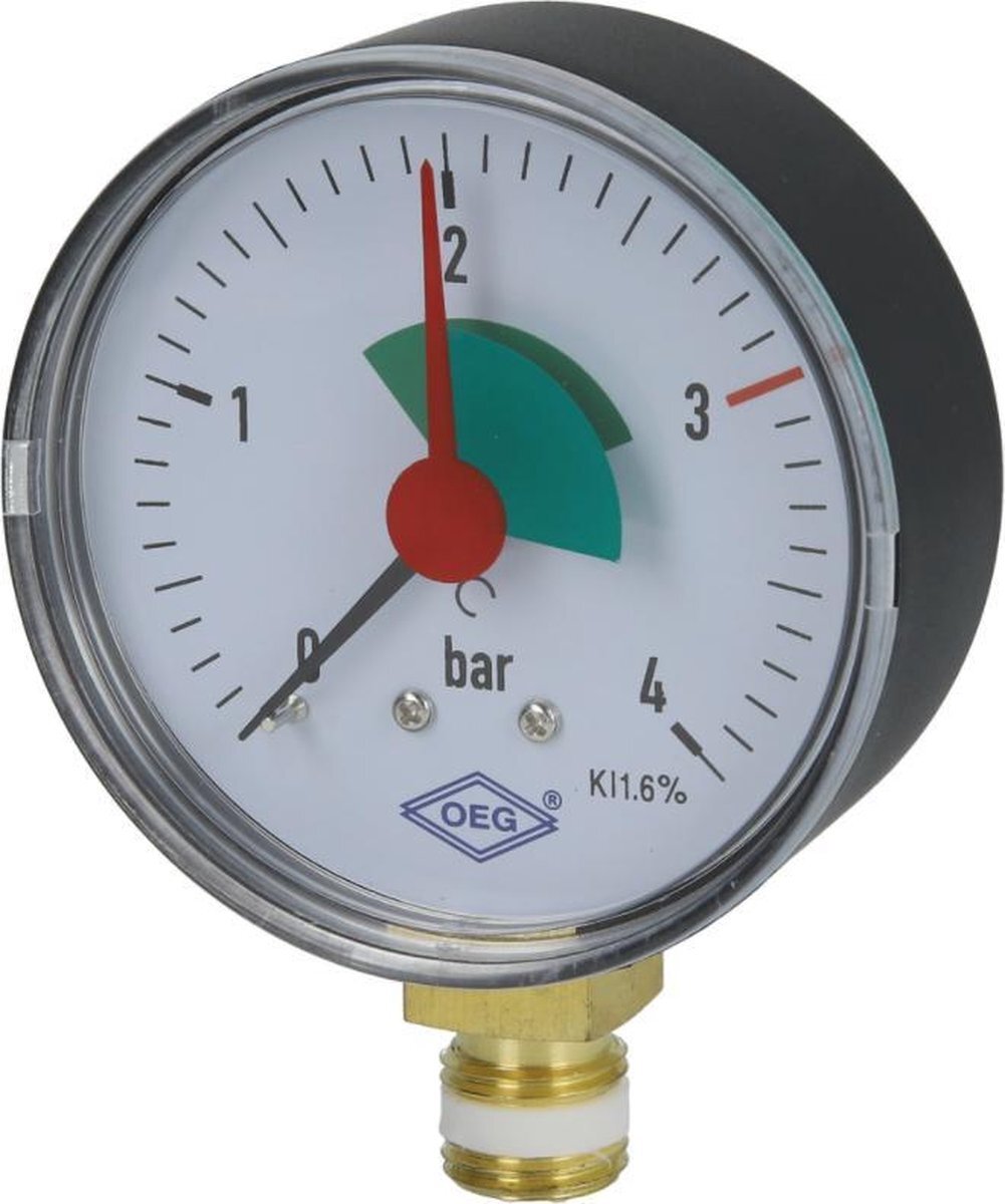 OEG Manometer verwarming CV 1/4" radiaal Ø 63 mm