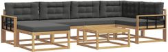 vidaXL Hoek loungeset 6 zitplaatsen acacia hout wit en antracietkleurig