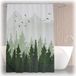 Merkloos Relaxdays douchegordijn dennenbos, badgordijn 180x200, anti-schimmel, wasbaar, 12 ringen, badkamer gordijn, meerkleurig