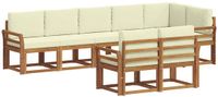 vidaXL - Bank loungeset - 8 zitplekken - Natuurlijk en crème - Acacia hout