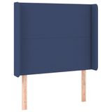 VidaXL Hoofdbord met randen 147x16x78/88 cm stof blauw