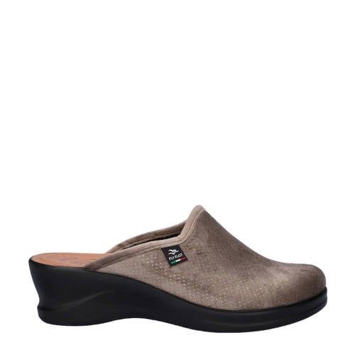 Fly Flot Velours Pantoffels Taupe