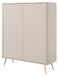 3xE living Commode 2 portes, 113,2 cm, beige, façade cannelée | L 113,2 x P 38 x H 134,1 cm, 2 portes, façade MDF 18 mm, corps panneau stratifié 16 mm, pieds acier