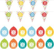 Haza - Verjaardag 10 jaar feestartikelen pakket vlaggetjes/ballonnen