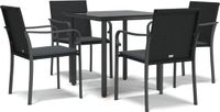 vidaXL 5-delige Tuinset met kussens, poly rotan en staal