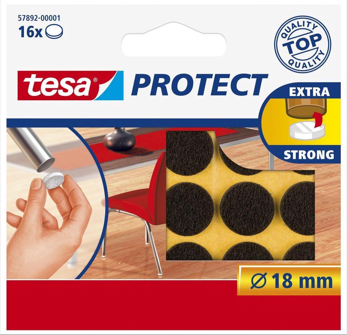 tesa protect vilt bruin ø 18 mm - 16 stuks