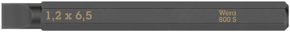 Wera Bit 800 S voor sleufschroeven 6,5mm L,70mm 1/4 inch C6,3 Snijrand