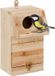 Relaxdays Vogelhuisje met schoonmaakklep voor koolmezen en roodstaartjes, hout, lichtbruin/goud