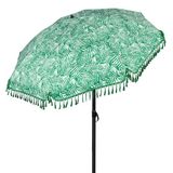 AKTIVE 62434 Strandparasol 180 cm met franjes, varenpatroon, stalen stang 22/25 mm, kantelbaar, UV30-bescherming, 8 robuuste ribben, draagtas, licht en eenvoudig te monteren, Meerkleurig